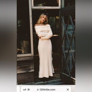 White off the shoulder sweater dress